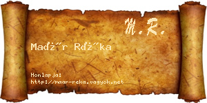 Maár Réka névjegykártya